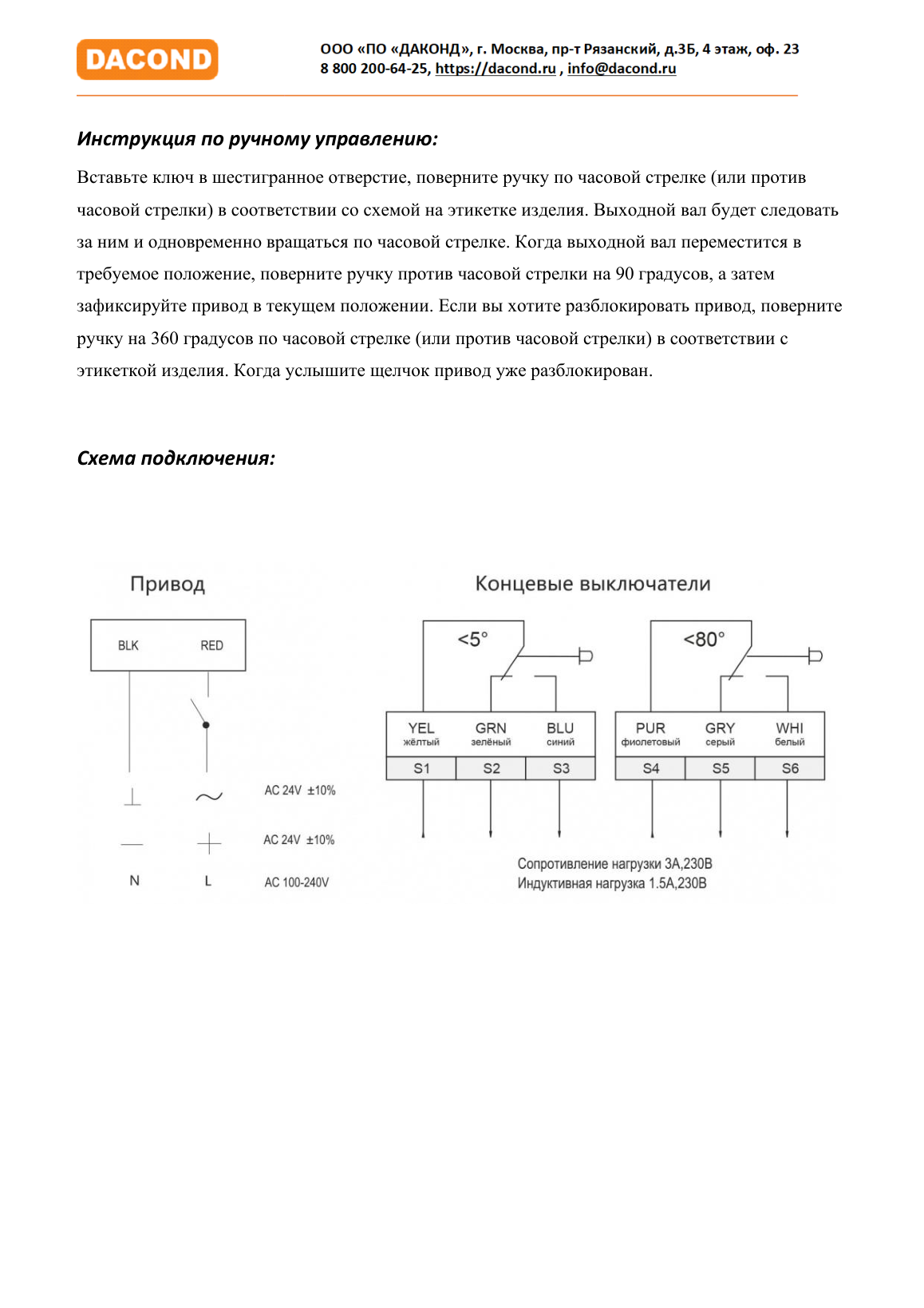 Противопожарный привод воздушной заслонки DAC-BLF230-03T