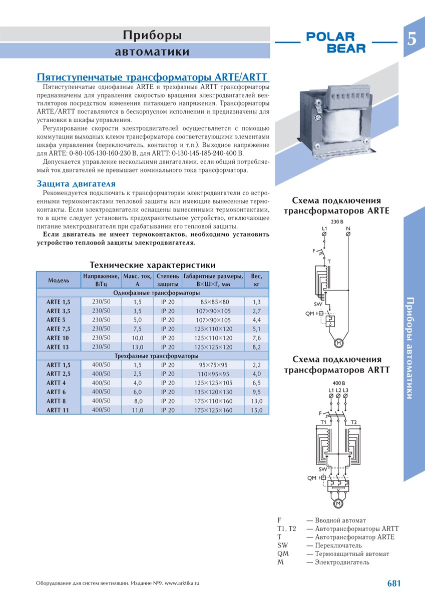 Однофазные трансформаторы ARTE 3,5