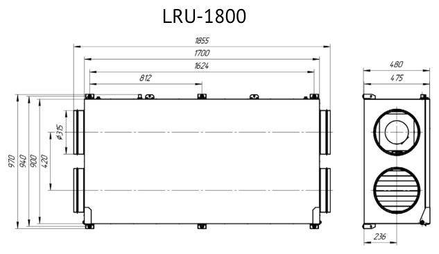 Приточно-вытяжная установка Supervent LRU-1800-PNWN-FP