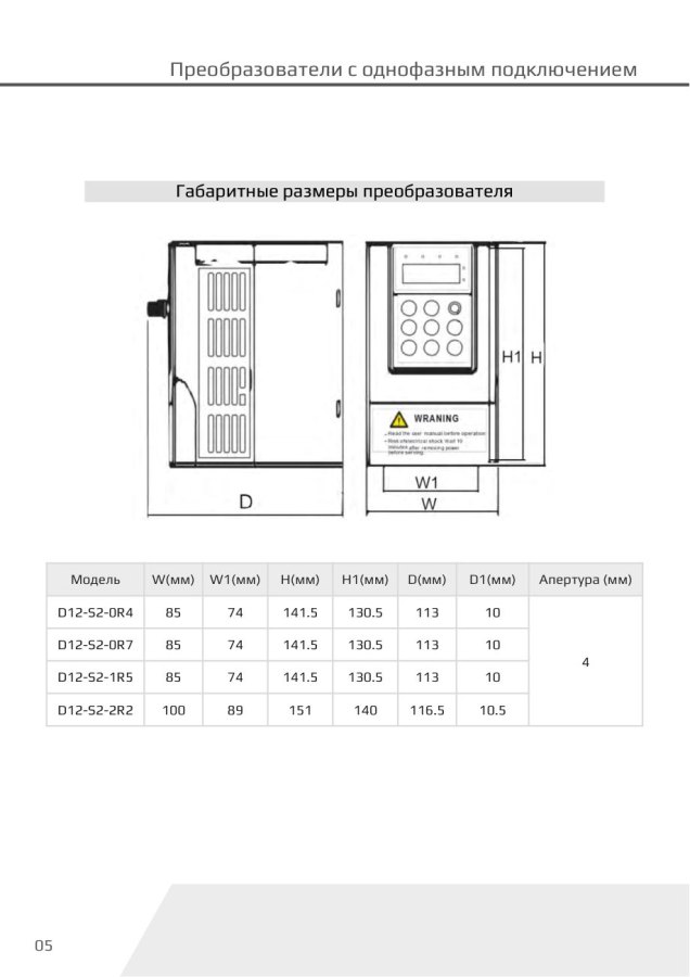 Преобразователь частоты Dastech D12-S2-2R2, 2,2 кВт, 220 В
