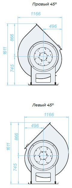 Аэродинамические характеристики, габаритно-присоединительные размеры — Вентилятор радиальный SVR 7,1 DU